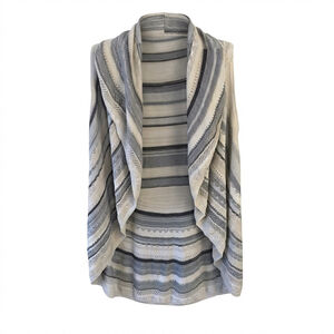 Cupio Blue and Cream Striped Women's Sweater Vest Size L Cottagecore Coastal